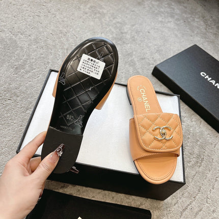 PLATFORM SLIPPERS LOGO IN YELLOW ORANGE LAMBSKIN