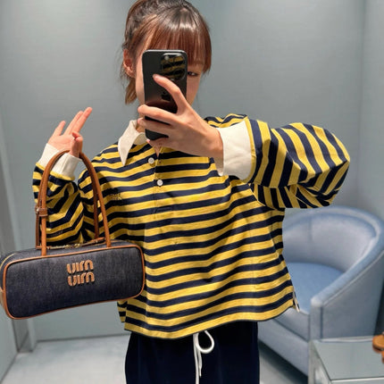 MIUMIU STRIPED SHIRT WITH LAPEL COLLAR STYLE 44
