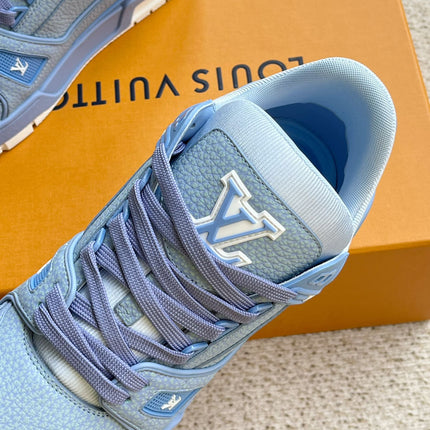 LV TRAINER SHOES SAPPHIRE BLUE GRAINED CALFSKIN