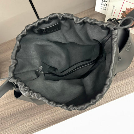 LOE INTERLACED HOBO 38 BAG IN BLACK CALFSKIN