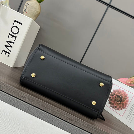 LOEWE 25S MADRID BAG 28 IN BLACK CALFSKIN GOLD HARDWARE