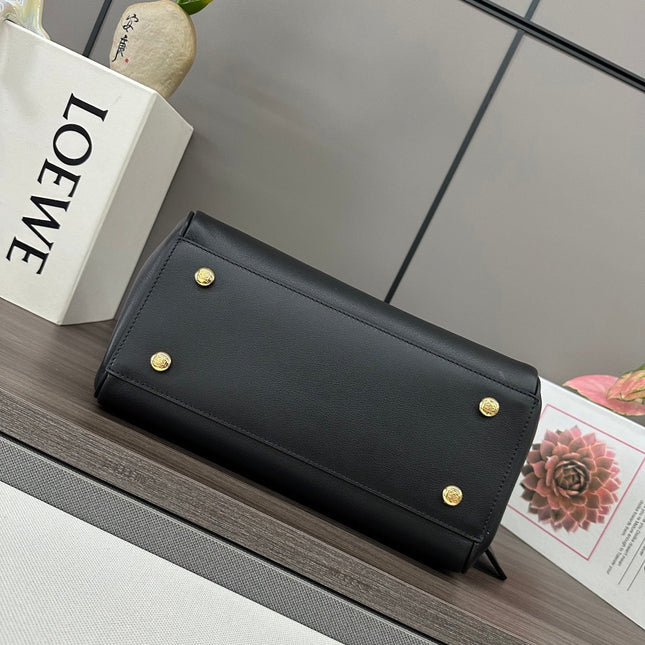 LOEWE 25S MADRID BAG 28 IN BLACK CALFSKIN GOLD HARDWARE