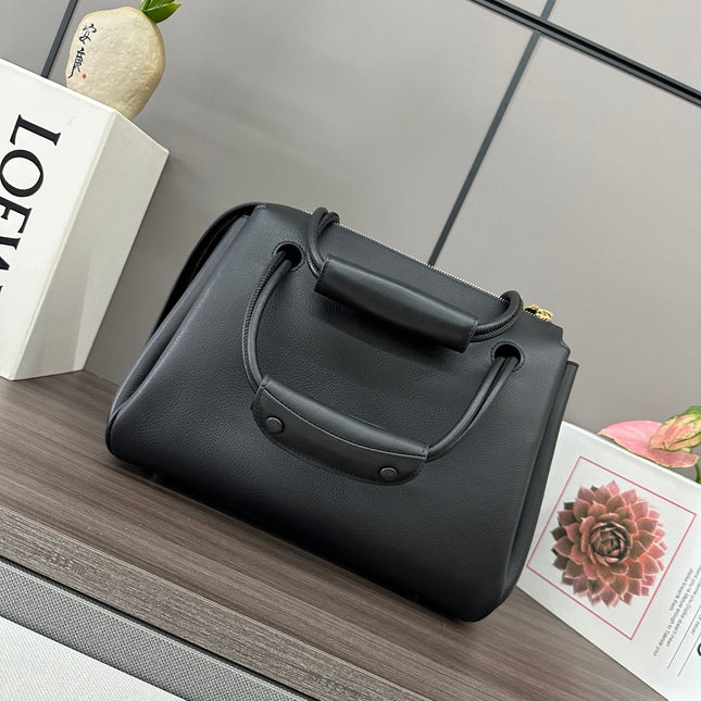 LOEWE 25S MADRID BAG 28 IN BLACK CALFSKIN GOLD HARDWARE