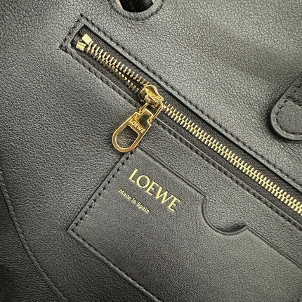 LOEWE 25S MADRID BAG 28 IN BLACK CALFSKIN GOLD HARDWARE