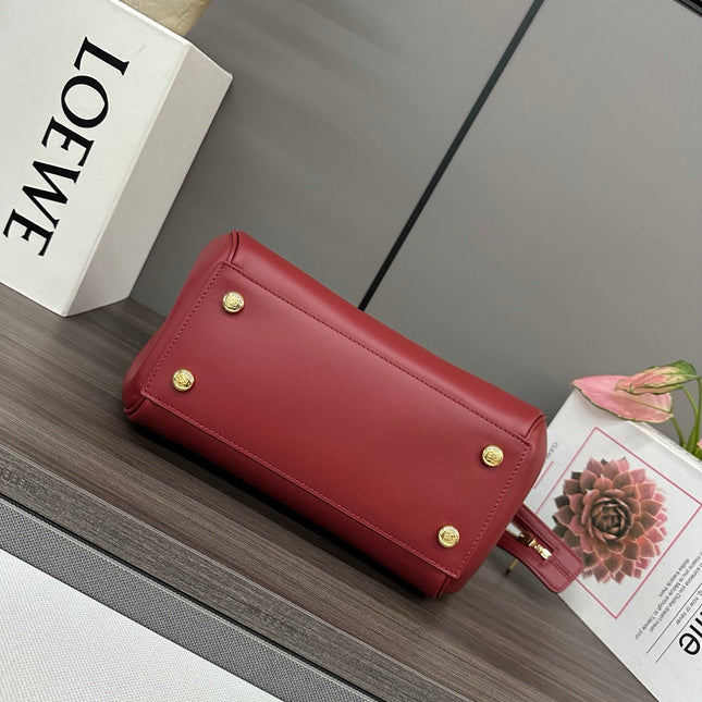 LOEWE 25S MEDIUM MADRID BAG 23 IN CHERRY RED CALFSKIN GOLD HARDWARE
