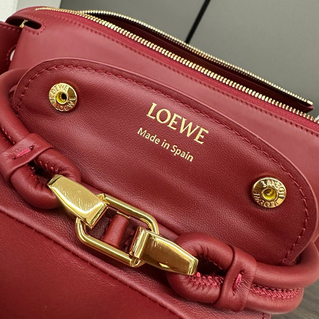 LOEWE 25S MEDIUM MADRID BAG 23 IN CHERRY RED CALFSKIN GOLD HARDWARE