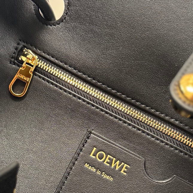 LOEWE 25S LARGE MADRID BAG 33 IN BLACK CALFSKIN GOLD HARDWARE