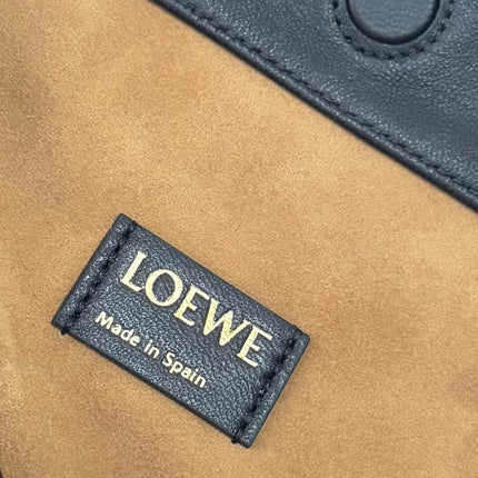 LOEWE 25S FLAMENCO PURSE 30 IN FULL BLACK NAPPA LEATHER GOLD HARDWARE