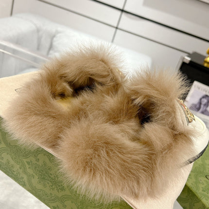 HORSEBIT MULE WITH WEB IN WHITE CALFSKIN MIX MINK FUR