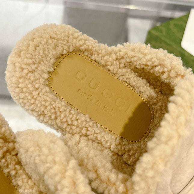 HORSEBIT MULE IN BEIGE SUEDE AND FLEECE LINING