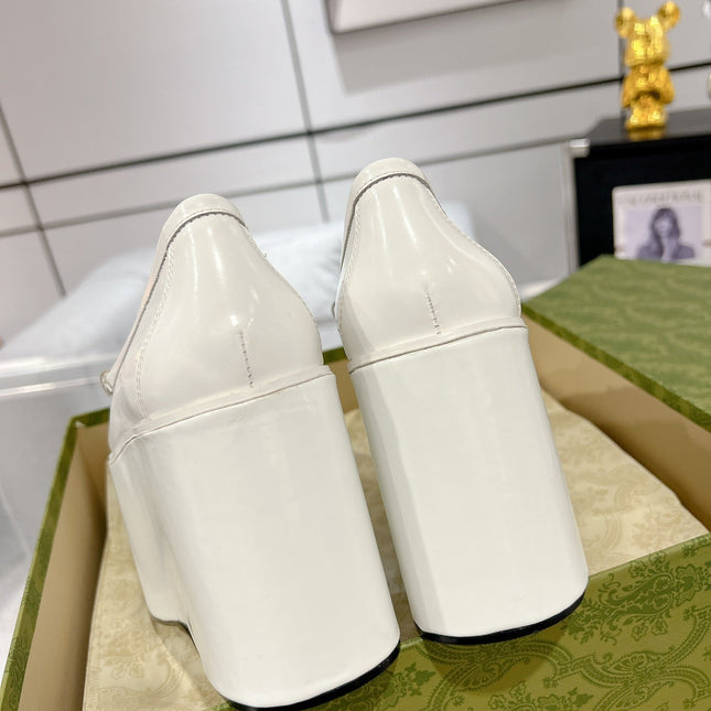 GG HORSEBIT PLATFORM LOAFER WHITE CALFSKIN