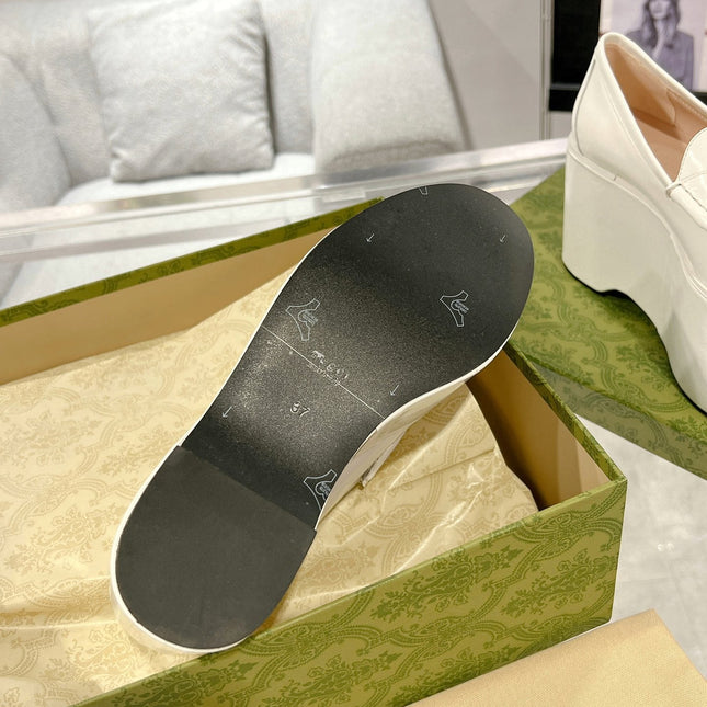GG HORSEBIT PLATFORM LOAFER WHITE CALFSKIN