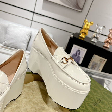 GG HORSEBIT PLATFORM LOAFER WHITE CALFSKIN
