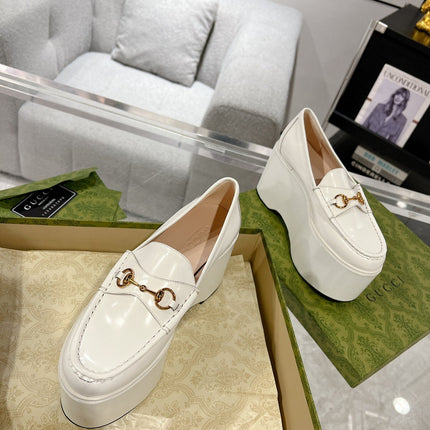 GG HORSEBIT PLATFORM LOAFER WHITE CALFSKIN