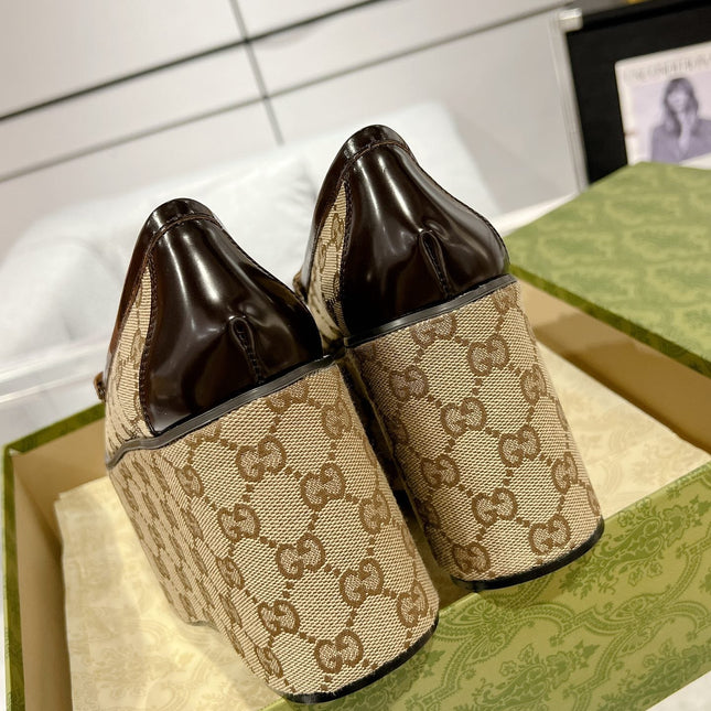 GG HORSEBIT PLATFORM LOAFER LIGHT BROWN CALFSKIN