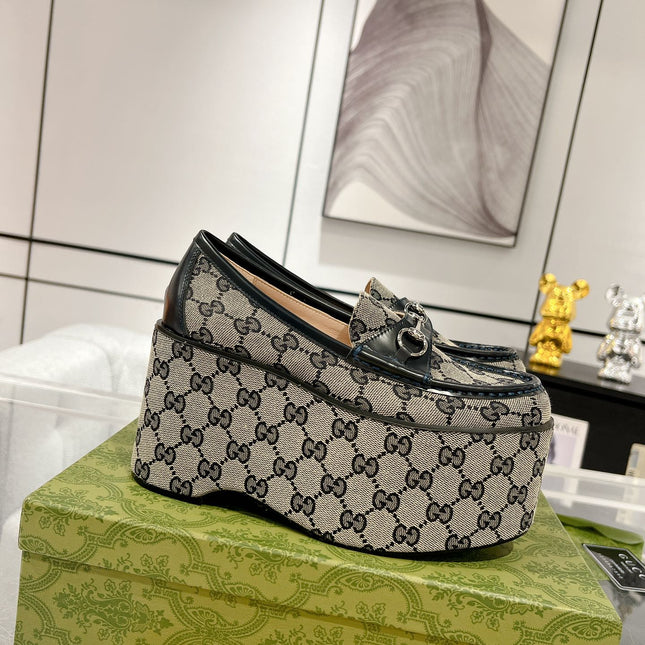 GG HORSEBIT PLATFORM LOAFER BLACK CALFSKIN