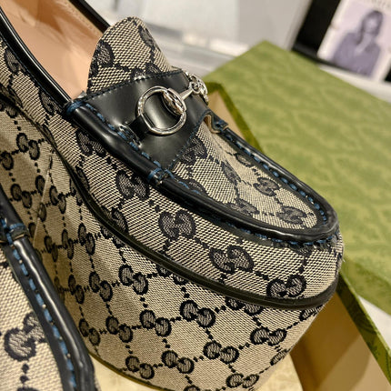 GG HORSEBIT PLATFORM LOAFER BLACK CALFSKIN