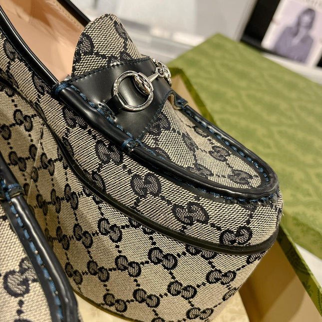 GG HORSEBIT PLATFORM LOAFER BLACK CALFSKIN