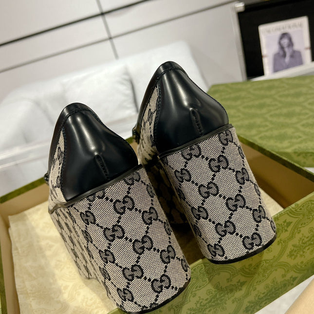 GG HORSEBIT PLATFORM LOAFER BLACK CALFSKIN