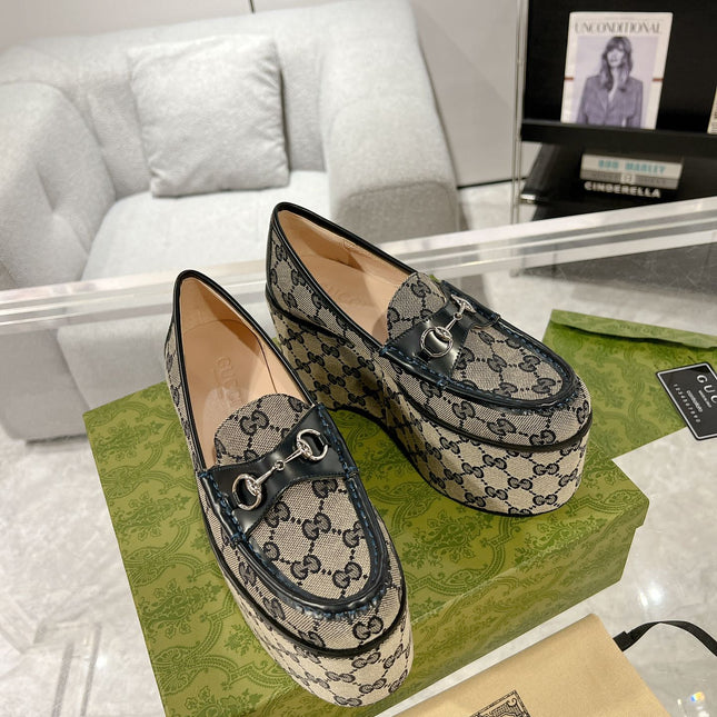 GG HORSEBIT PLATFORM LOAFER BLACK CALFSKIN