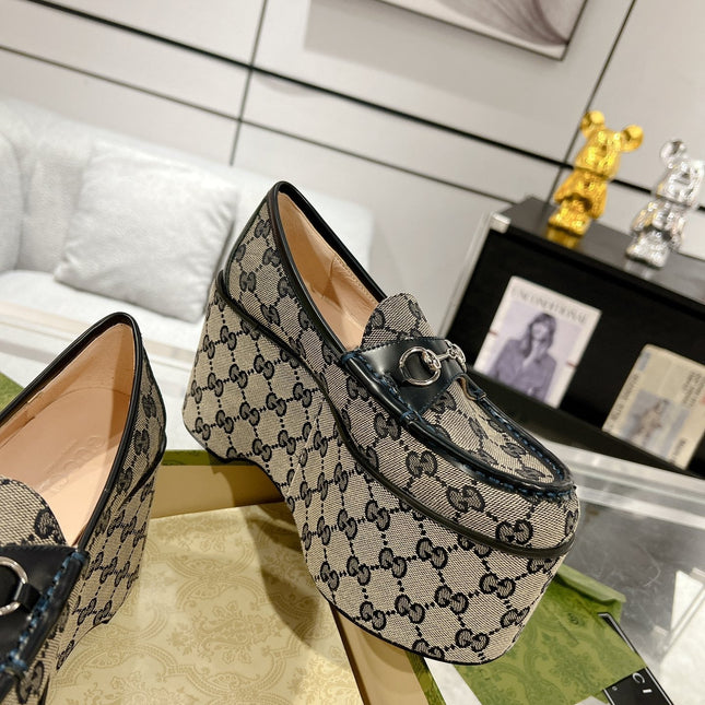 GG HORSEBIT PLATFORM LOAFER BLACK CALFSKIN