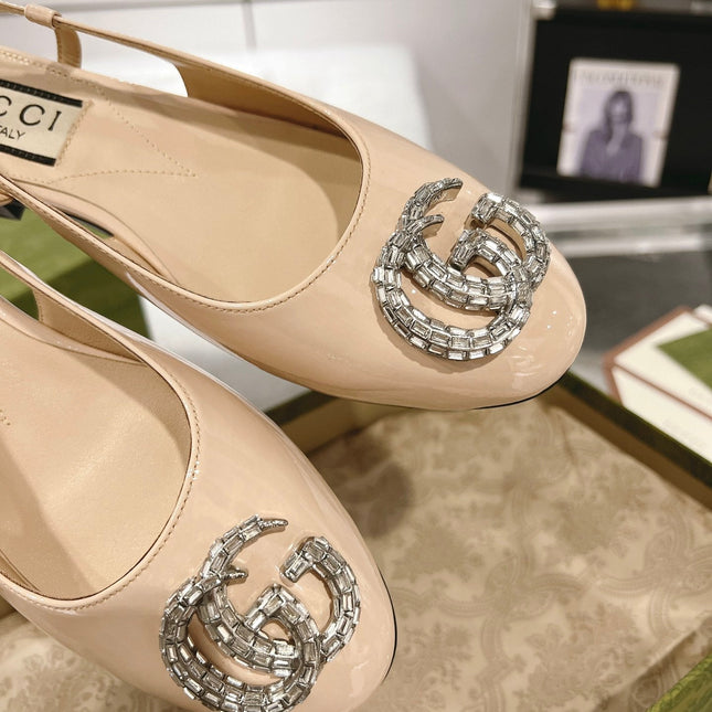 METALIC SLINGBACK FLATS IN TAN BEIGE CALFSKIN