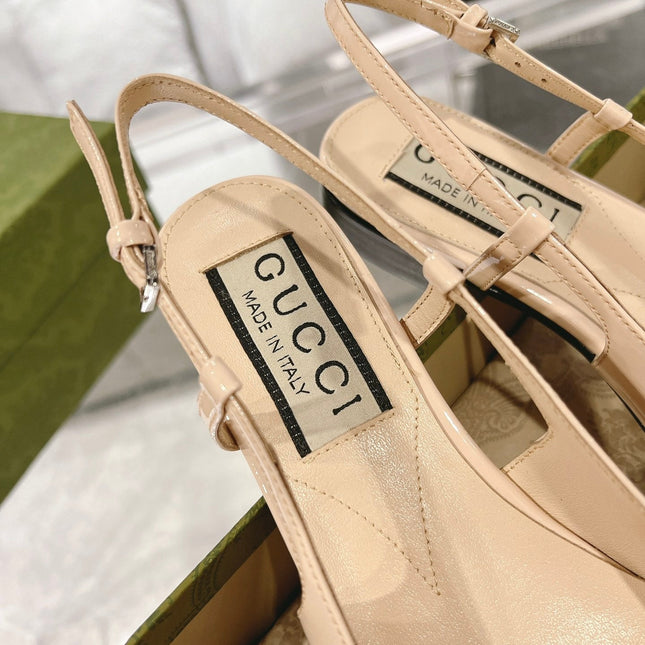 GG CRYSTALS SLINGBACK BALLET CREAM CALFSKIN