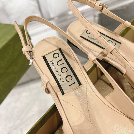 METALIC SLINGBACK FLATS IN TAN BEIGE CALFSKIN