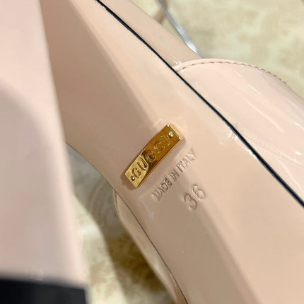 GG CRYSTALS PLATFORM PUMPS CREAM CALFSKIN