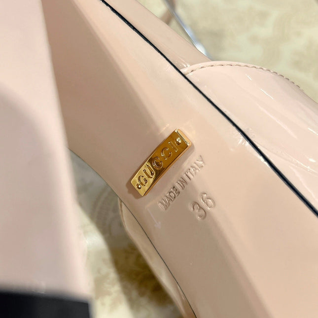 GG CRYSTALS PLATFORM PUMPS CREAM CALFSKIN