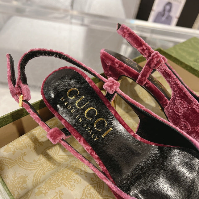 GG SLINGBACK HIGH HEEL PUMP MAGENTA VELVET