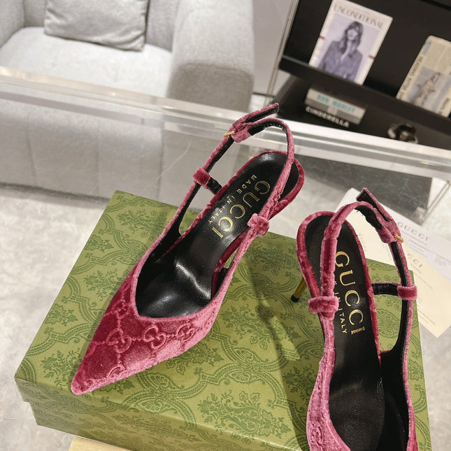 GG SLINGBACK HIGH HEEL PUMP MAGENTA VELVET