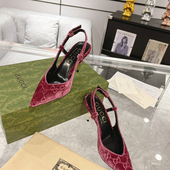 GG SLINGBACK HIGH HEEL PUMP MAGENTA VELVET