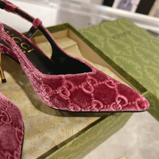GG SLINGBACK HIGH HEEL PUMP MAGENTA VELVET