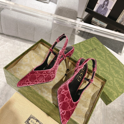 GG SLINGBACK HIGH HEEL PUMP MAGENTA VELVET