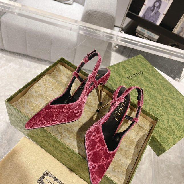 GG SLINGBACK HIGH HEEL PUMP MAGENTA VELVET