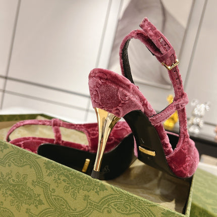 GG SLINGBACK HIGH HEEL PUMP MAGENTA VELVET