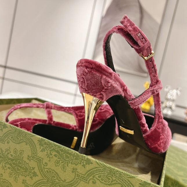 GG SLINGBACK HIGH HEEL PUMP MAGENTA VELVET