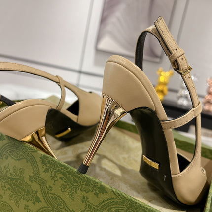 GG SLINGBACK HIGH HEEL PUMP CREAM CALFSKIN