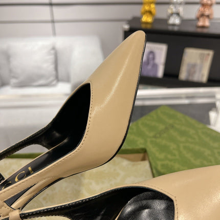 GG SLINGBACK HIGH HEEL PUMP CREAM CALFSKIN