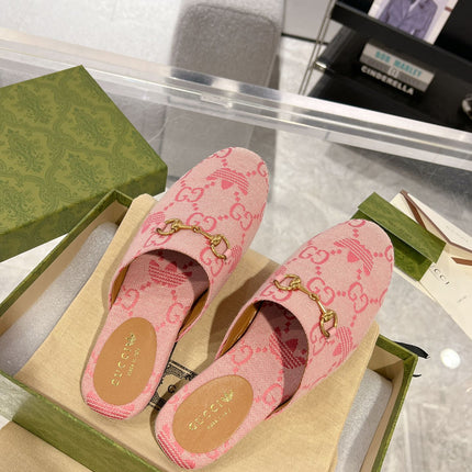 GG & ADIDAS MULE HORSEBIT BUCKLE LIGHT PINK CANVAS