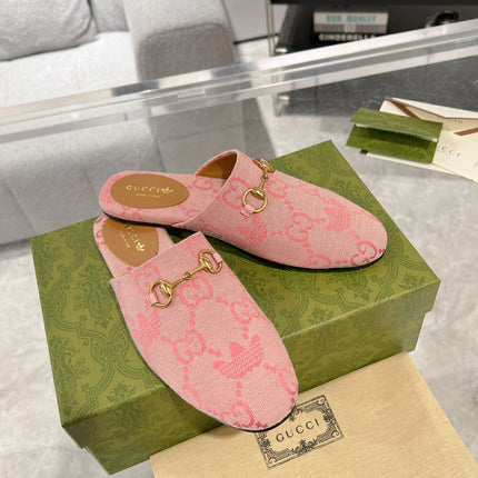 GG & ADIDAS MULE HORSEBIT BUCKLE LIGHT PINK CANVAS