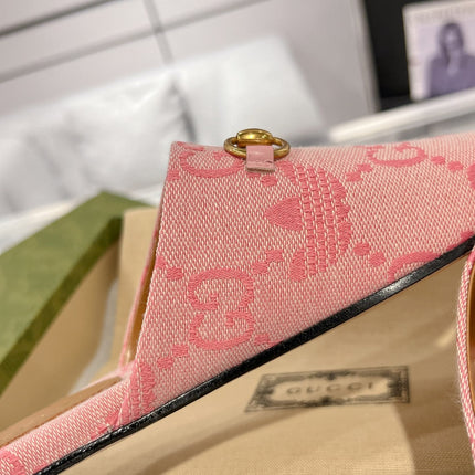 GG & ADIDAS MULE HORSEBIT BUCKLE LIGHT PINK CANVAS