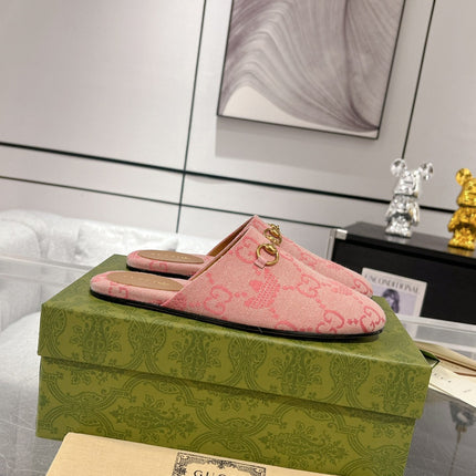 GG & ADIDAS MULE HORSEBIT BUCKLE LIGHT PINK CANVAS