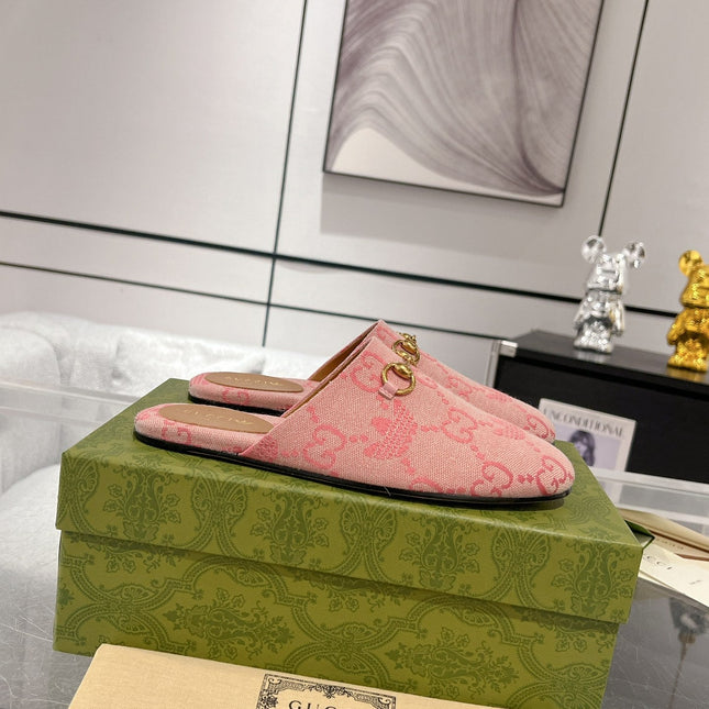 GG & ADIDAS MULE HORSEBIT BUCKLE LIGHT PINK CANVAS