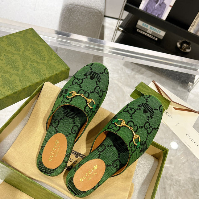 GG & ADIDAS MULE HORSEBIT BUCKLE DARK GREEN CANVAS