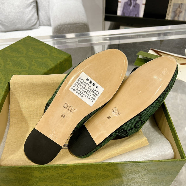 GG & ADIDAS MULE HORSEBIT BUCKLE DARK GREEN CANVAS