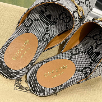 GG & ADIDAS MULE HORSEBIT BUCKLE LIGHT GRAY CANVAS