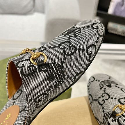 GG & ADIDAS MULE HORSEBIT BUCKLE LIGHT GRAY CANVAS