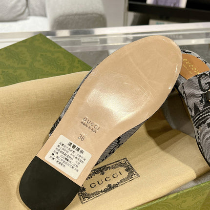 GG & ADIDAS MULE HORSEBIT BUCKLE LIGHT GRAY CANVAS